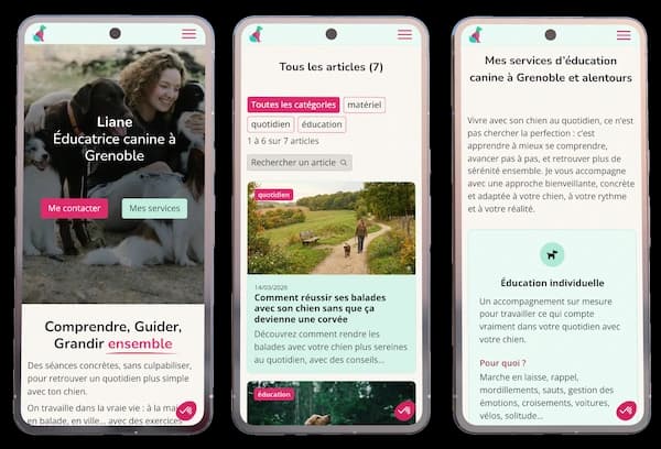 Mockup de site web + blog pour une éducatrice canine