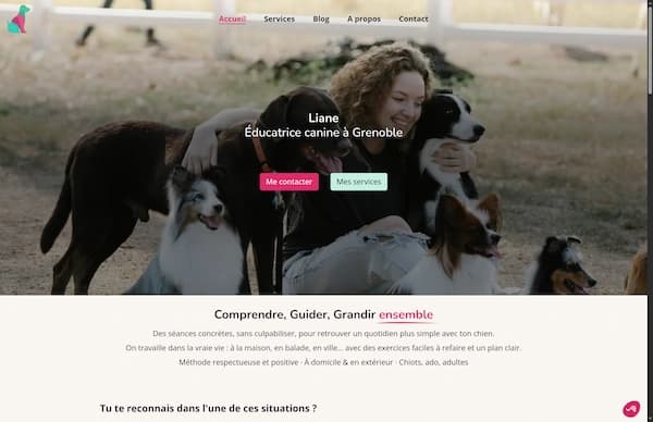 Mockup de site web + blog pour une éducatrice canine